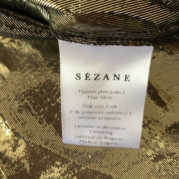 Sezane perrine chemise Metallic Gold silk Button-Up Shirt - Picture 5 of 5